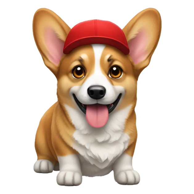 a corgi dog using red cap sticker