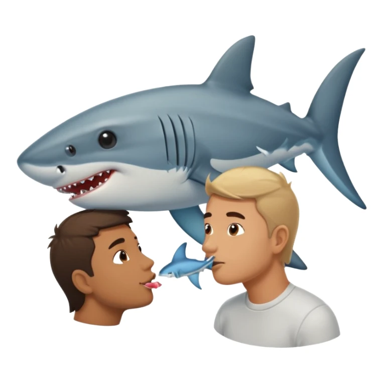 Man kissing a shark sticker