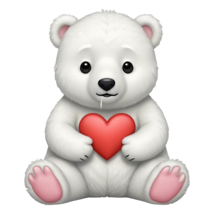 white polar bear with white heart sticker