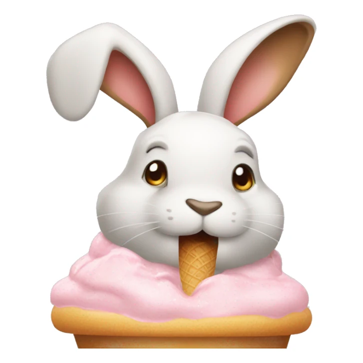 Conejo comiendo helado sticker