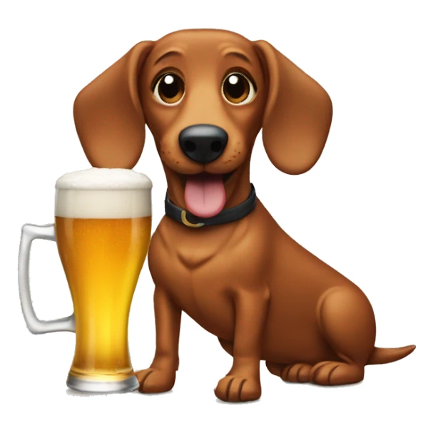 Wiener dog drinking a beer sticker