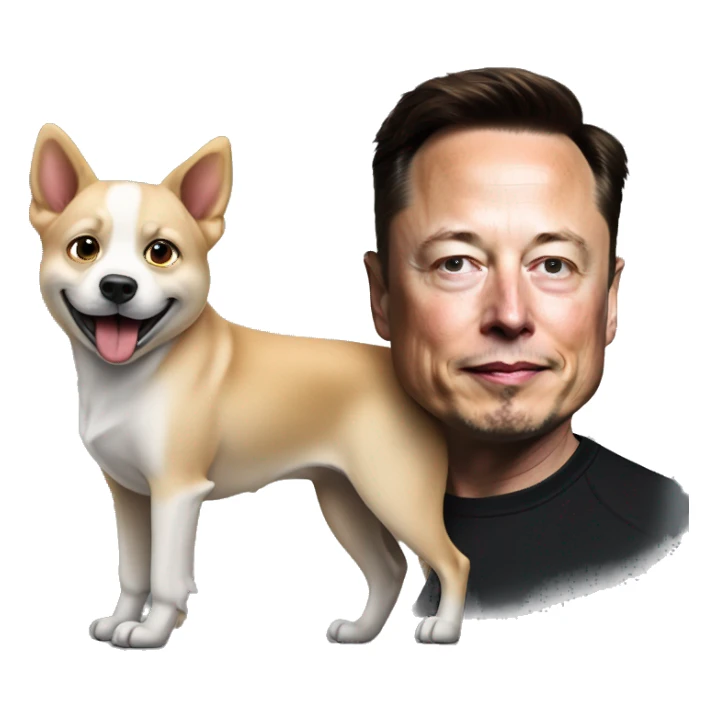 dog with elon musk sticker