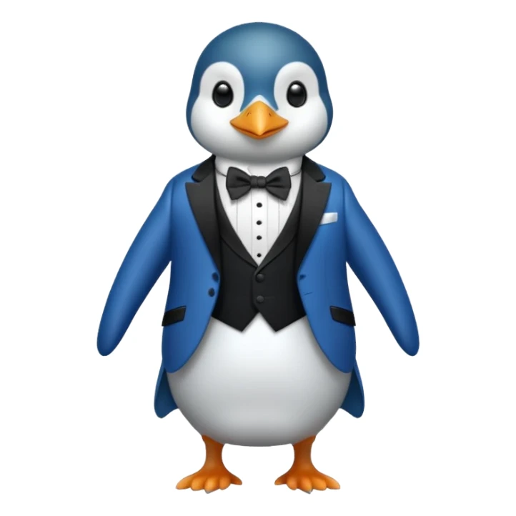 A blue penguin in a tuxedo sticker