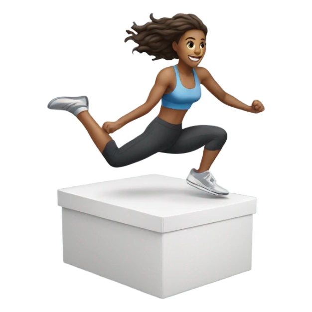 woman jumping on box sticker