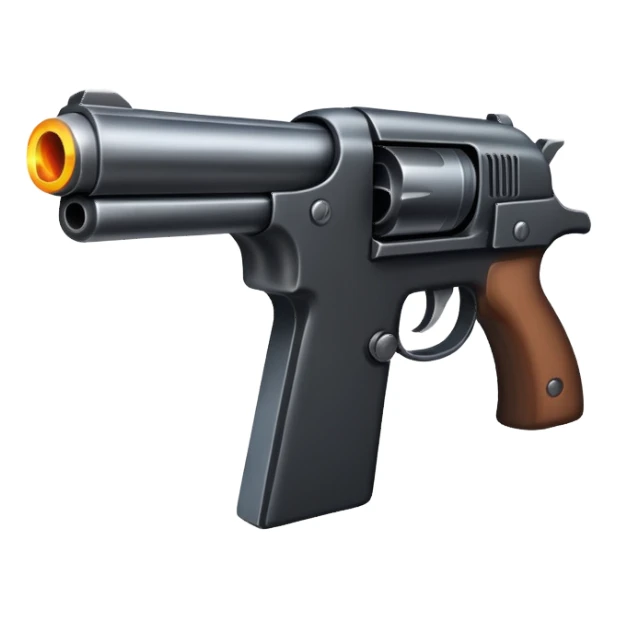 A pistol that is shooting sticker