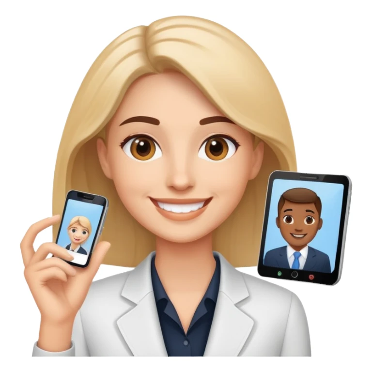 Professional salesperson smiling while on video call with client sticker