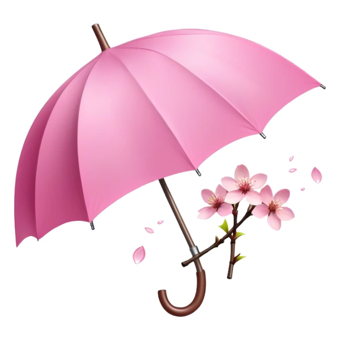 ☂️🌸Two cherry blossoms dropped from a pink umbrella sticker