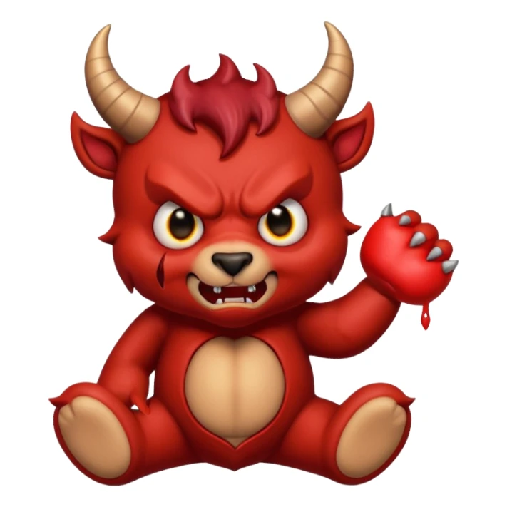 A devil tearing up a teddy bear sticker