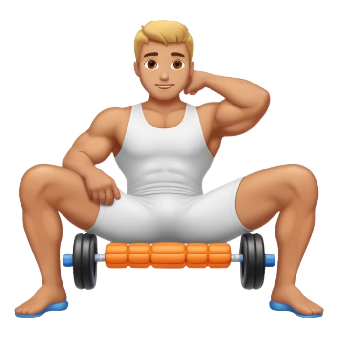 buff guy lying lats down on foam-roller sticker
