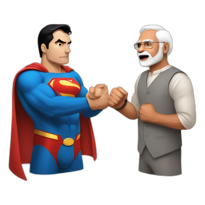 superman and modi fight sticker