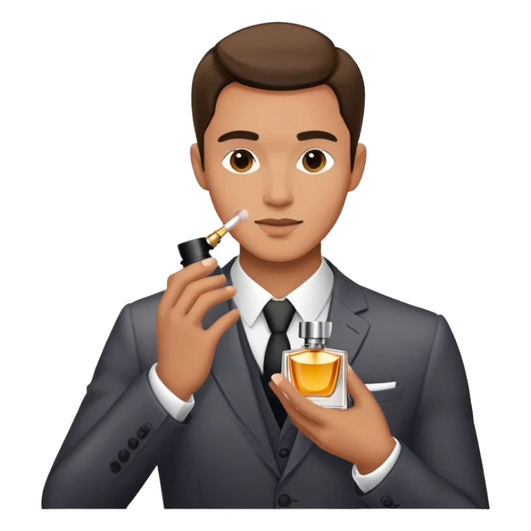 un hombre elegante poniendose perfume sticker