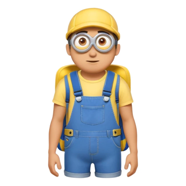 A man wearing a minion pack  sticker