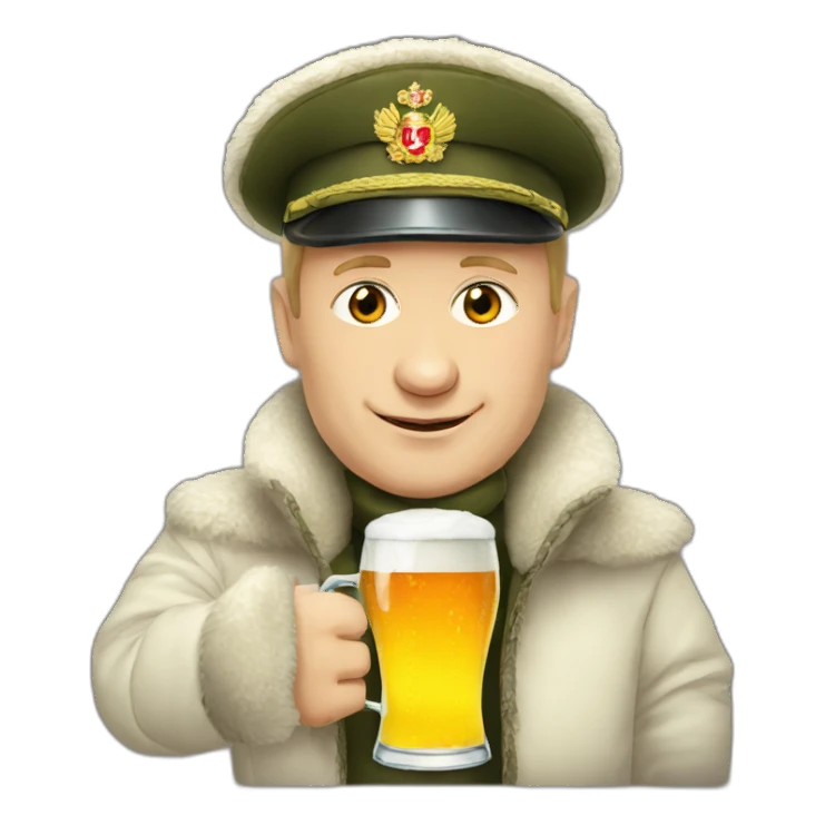 Putin with beer in ushanka sticker