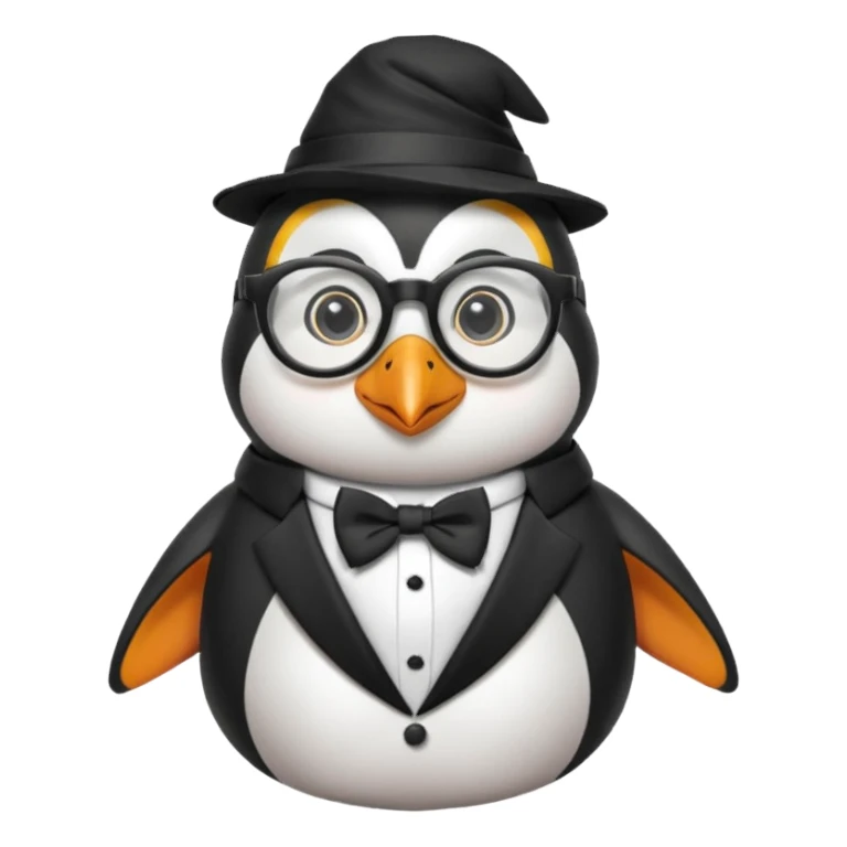 A penguin wizard wearing glasses sticker