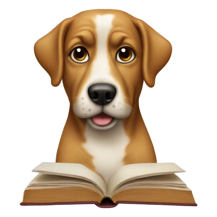 realistic dog reading a book sticker