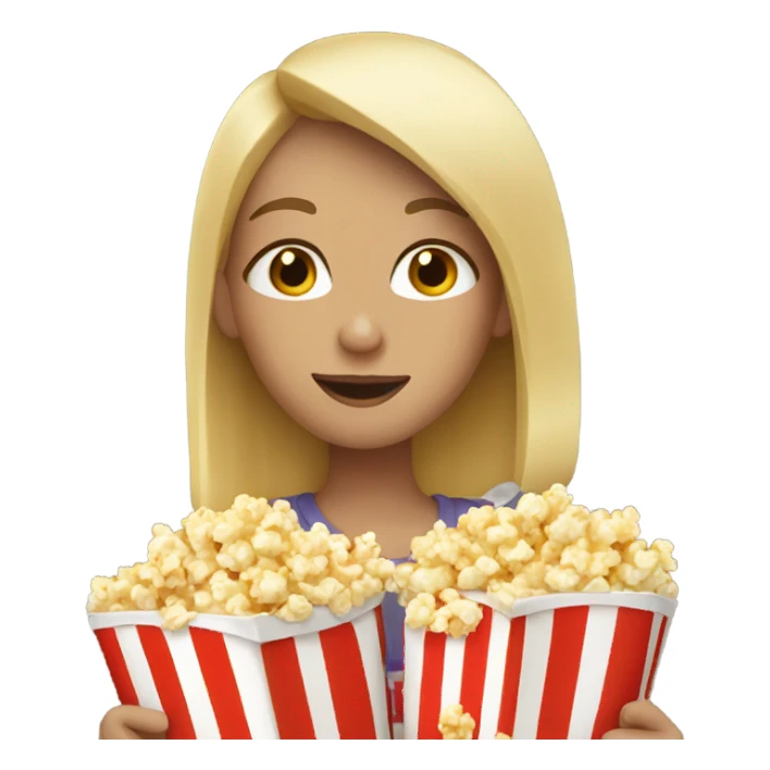 Blonde girl eating popcorn sticker