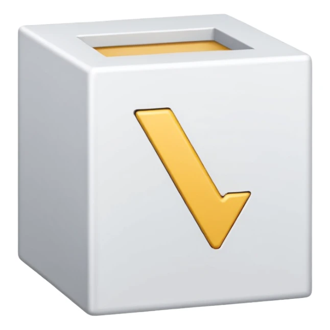 a right mak inside a small square box sticker