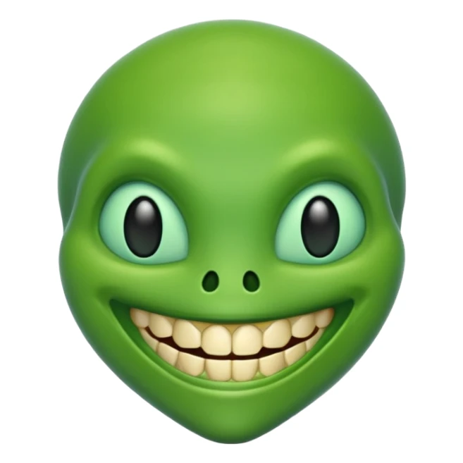 generate a classic alien emoji with teeth sticker
