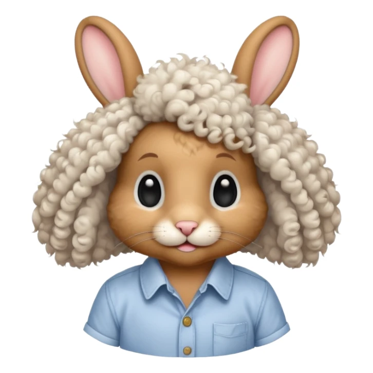 curly rabbit with shirt sticker