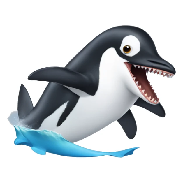 Penguin riding a shark sticker