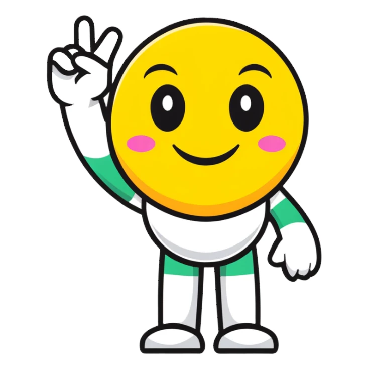 cartoon smiley character saluting, positive expression sticker