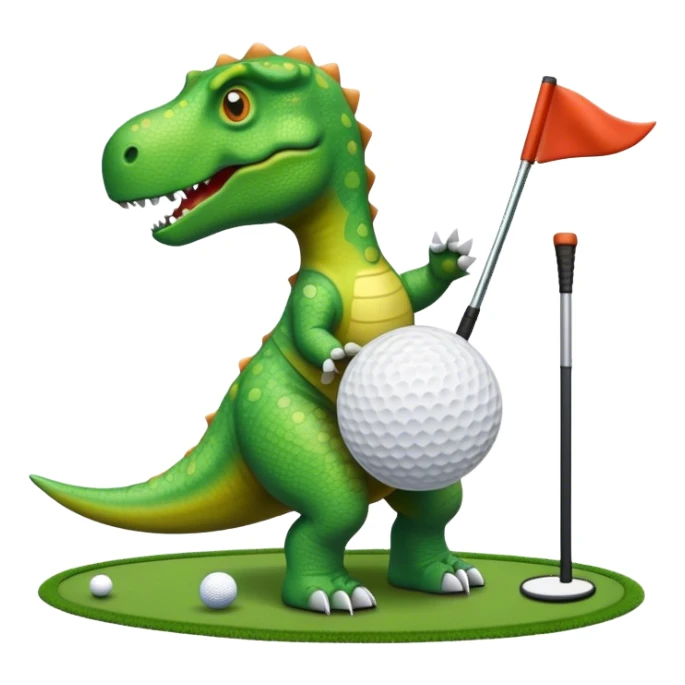 The dinosaur is playing golf. sticker