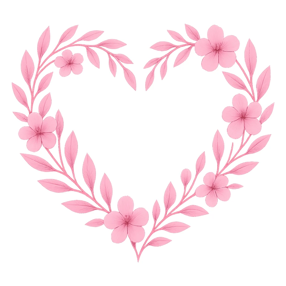 pink wreath heart, remove background sticker