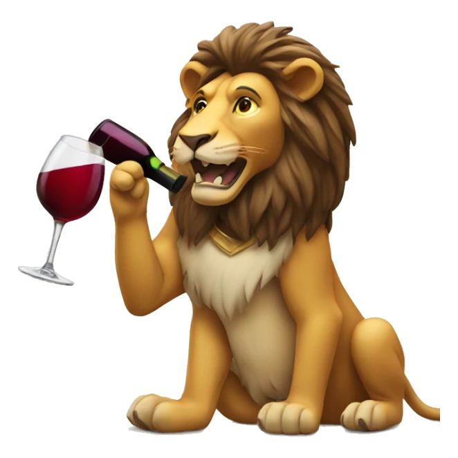 A lion drunking wine  sticker