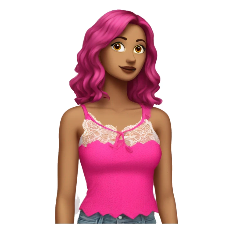  Hot pink top with lace sticker