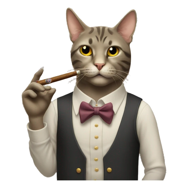 Cat smoking a cigar with racks next to him  sticker