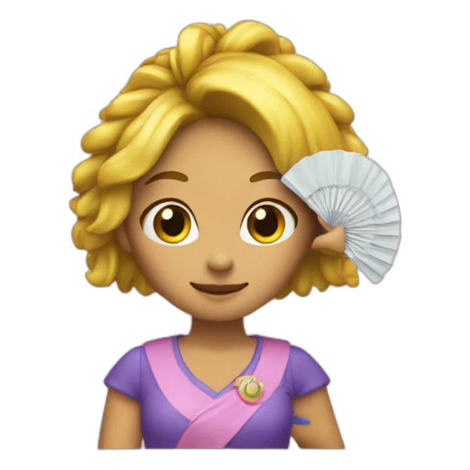chica con abanico en la mano sticker
