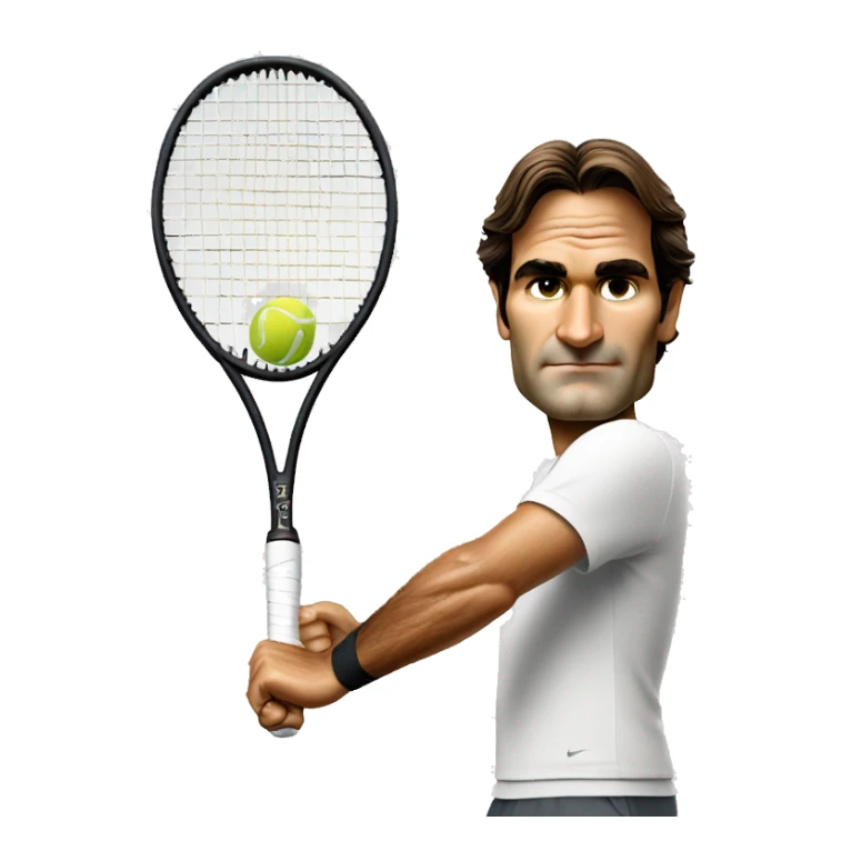 roger federer with a tennis racket sticker