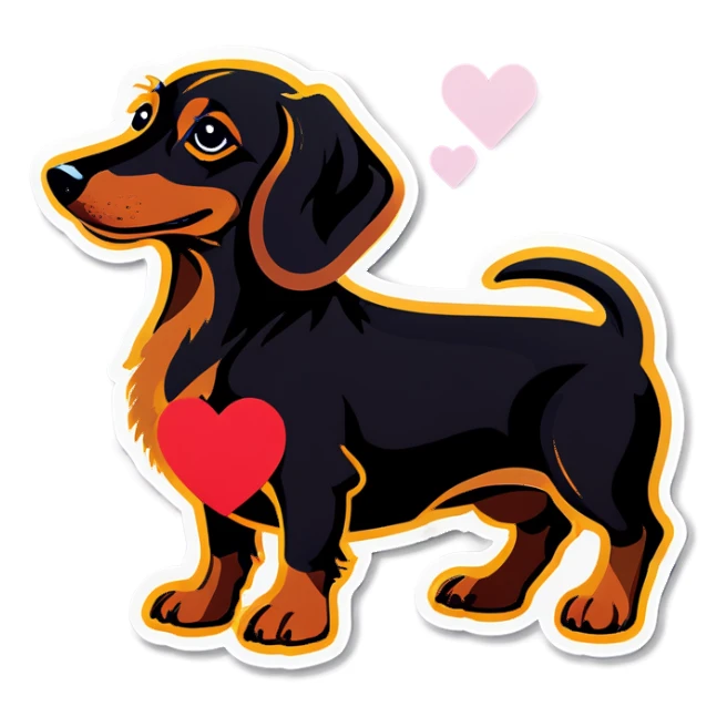 Dachshund with heart sticker