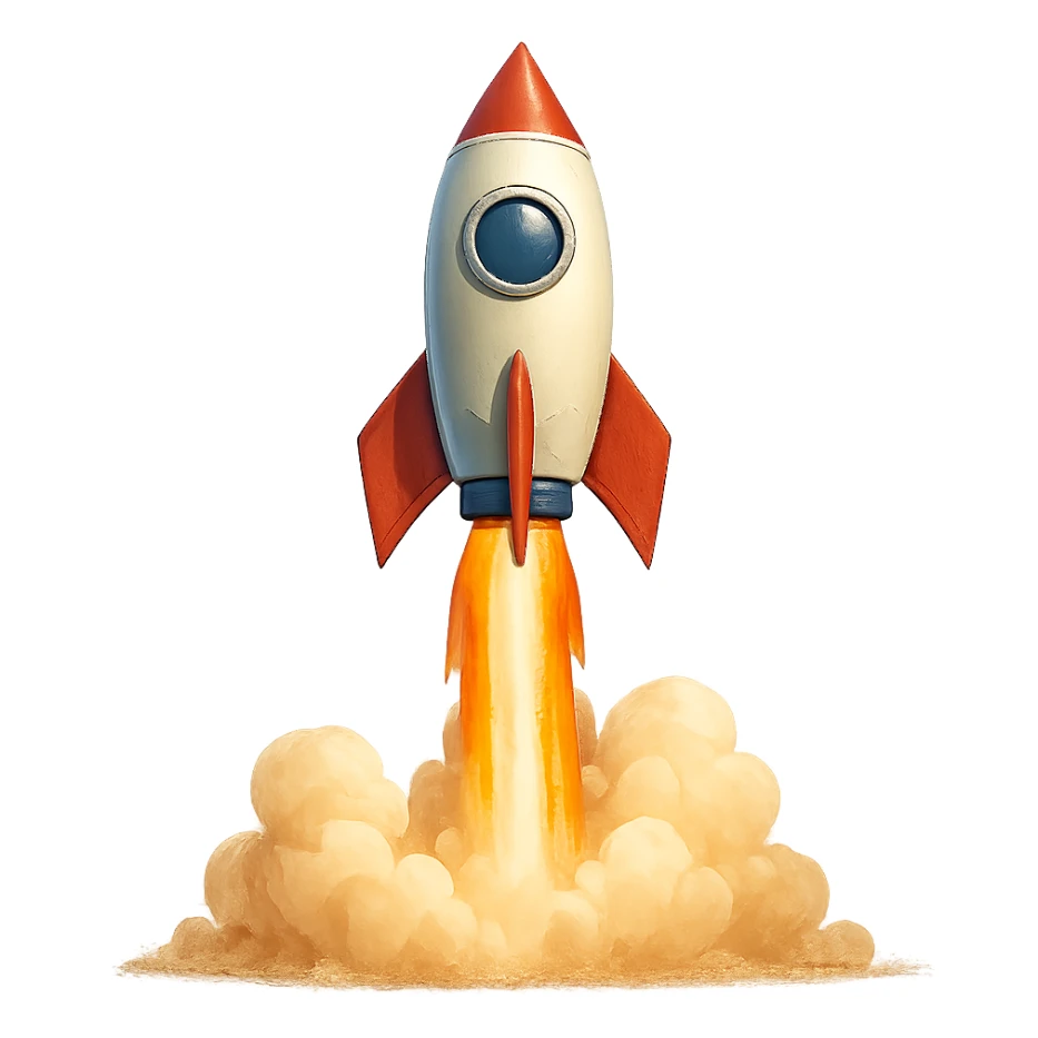rocket ship blasting off sticker