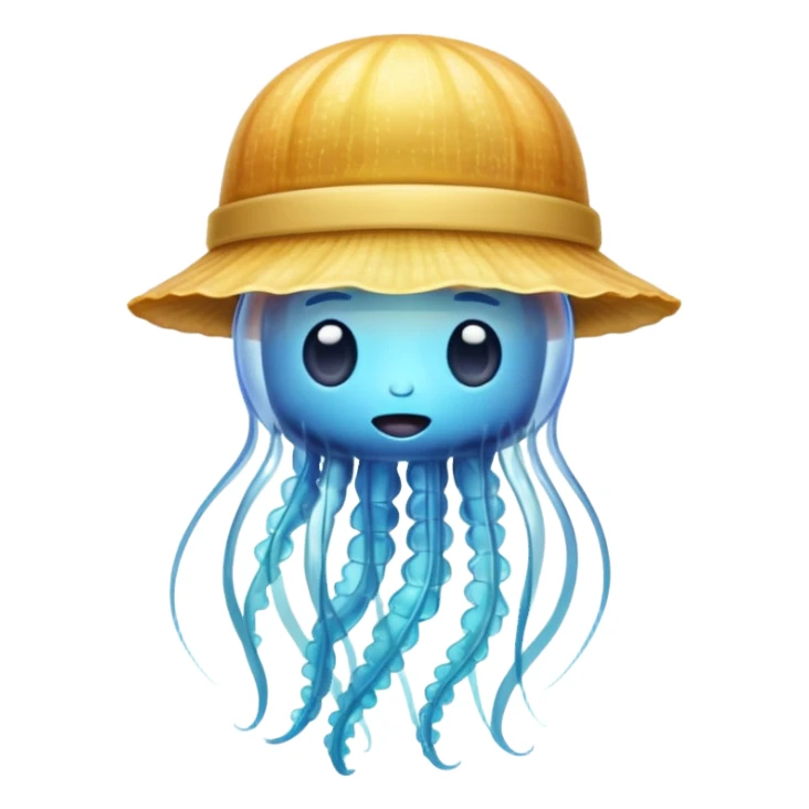 transparent jellyfish with a hat sticker