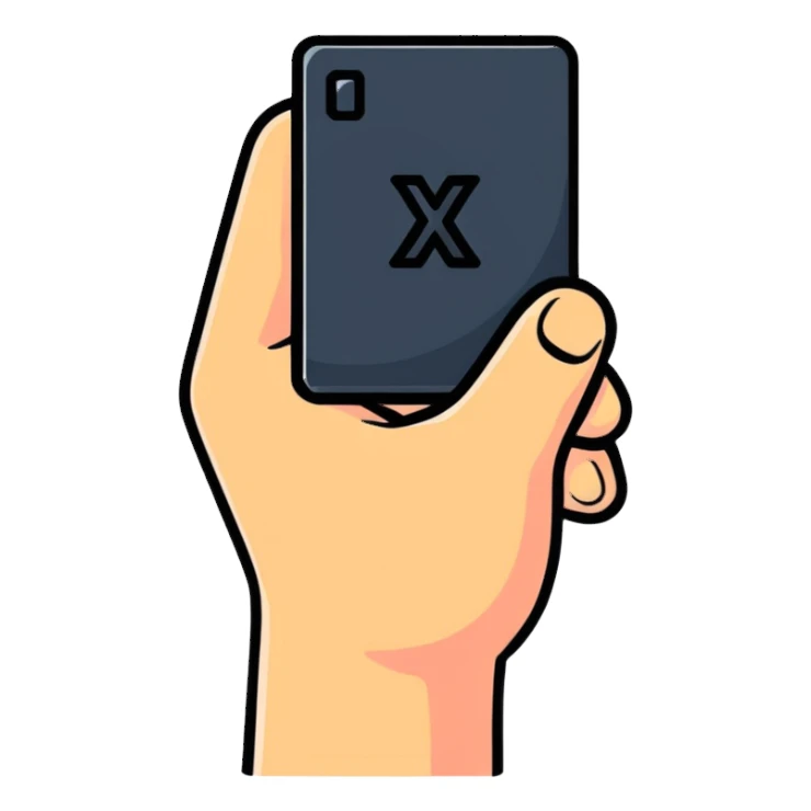 hand holding an X sticker