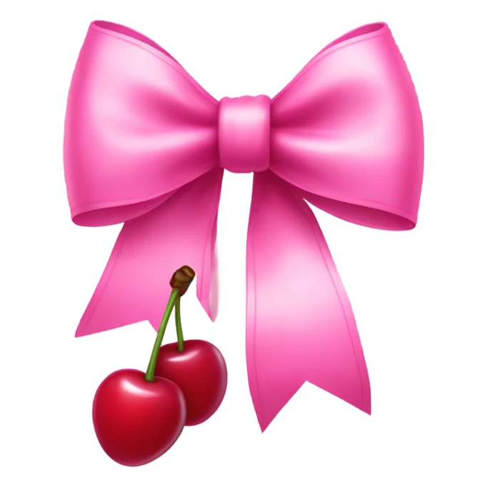 Long Pink bow with cherries hanging down sticker