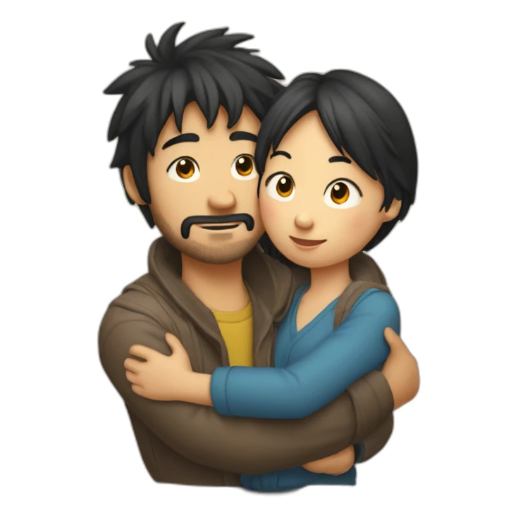 scruffy-boy-and-asian-gilr-hug sticker