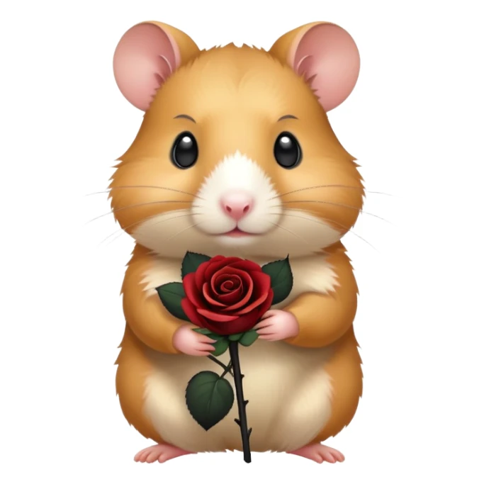 Hamster holding a black rose sticker