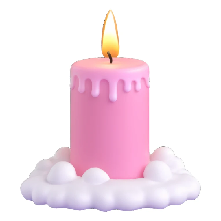 Light pink candle with snow sticker