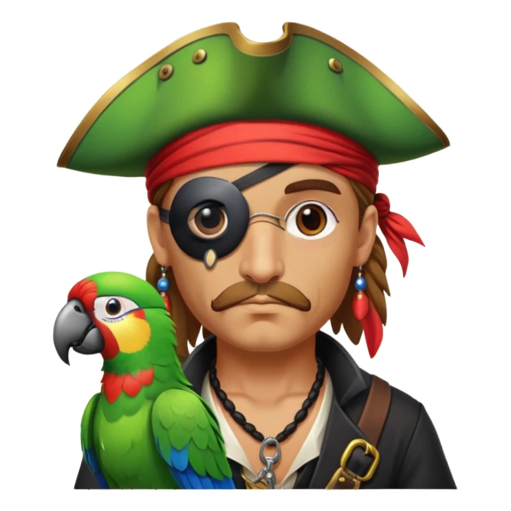 pirate with eye patch and parrot sticker