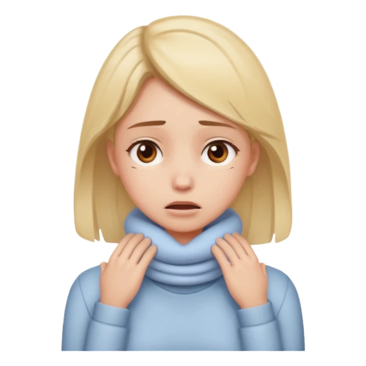 Girl with hands around neck stressed  sticker