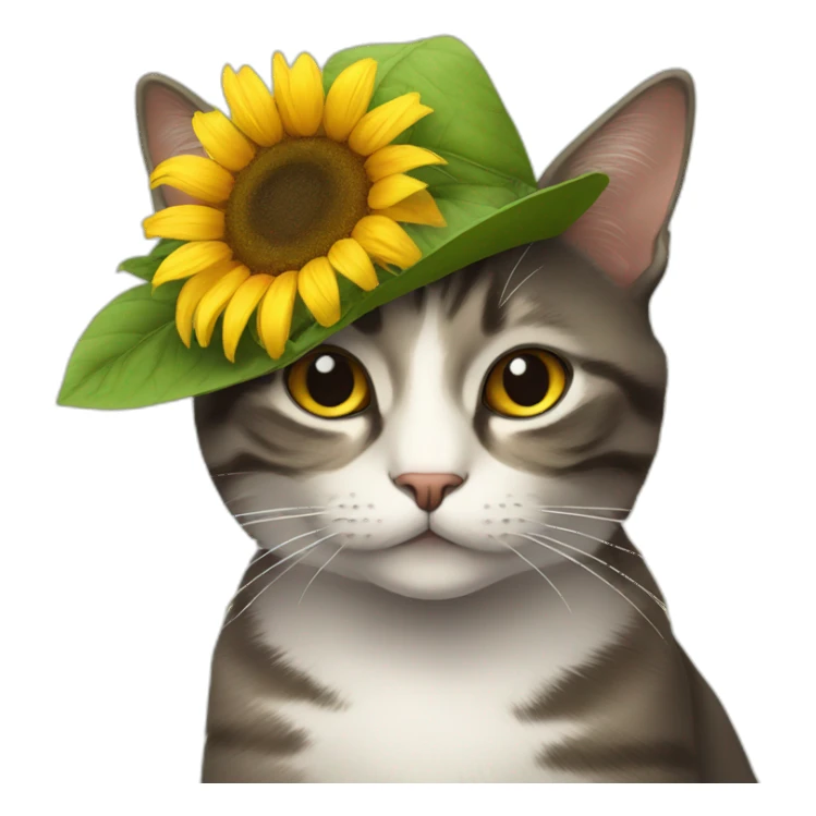 A cat with a sunflower hat sticker