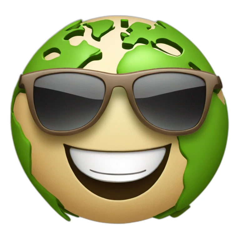 earth with sunglasses grin sticker