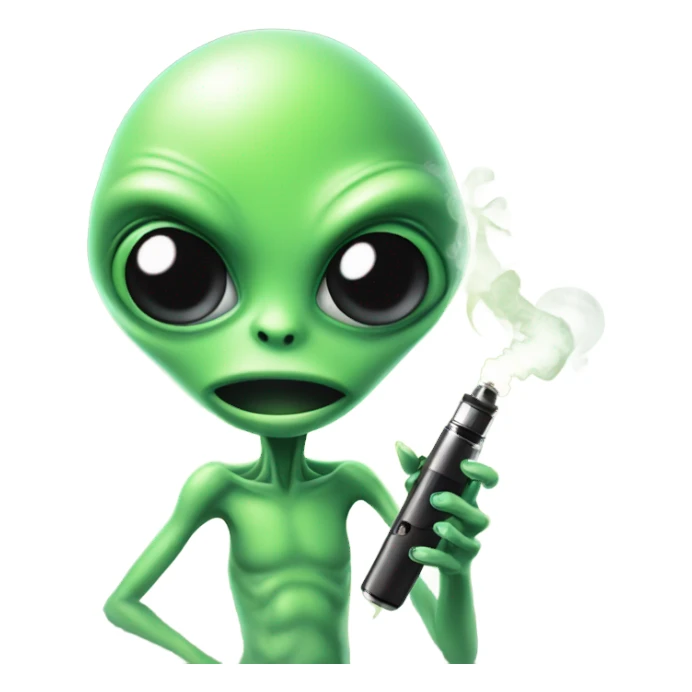 green alien smoking a vape sticker