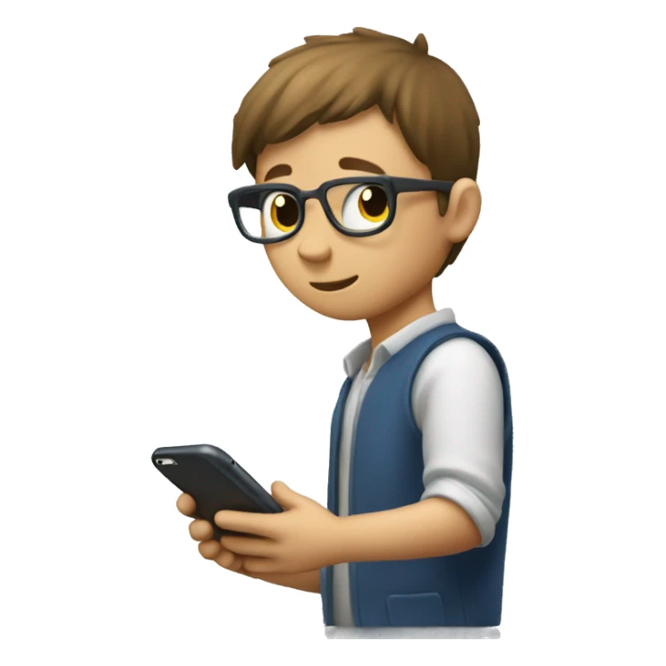  Boy playing Block blast on his phone sticker