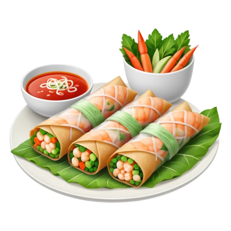 Vietnamese spring roll with shrimp, make it closed/fully wrapped sticker