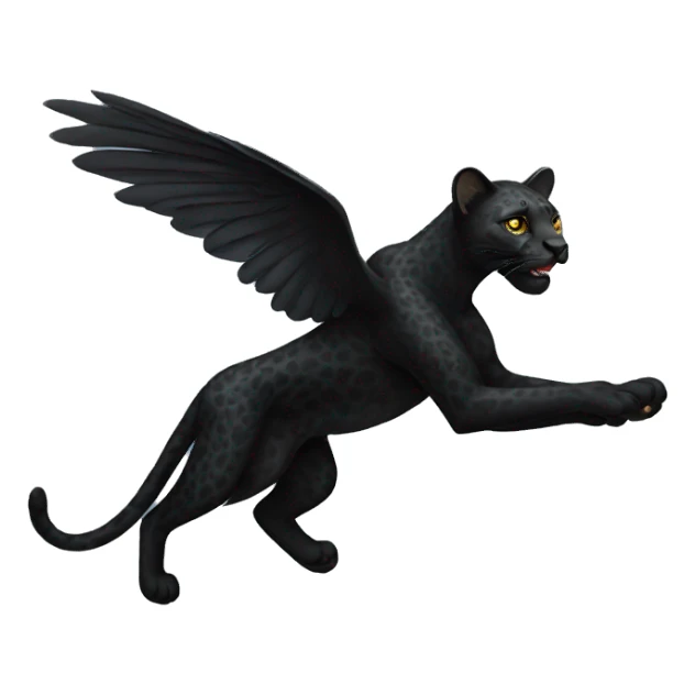 winged black leopard flying sticker