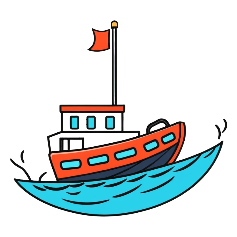 boat sinking in water sticker