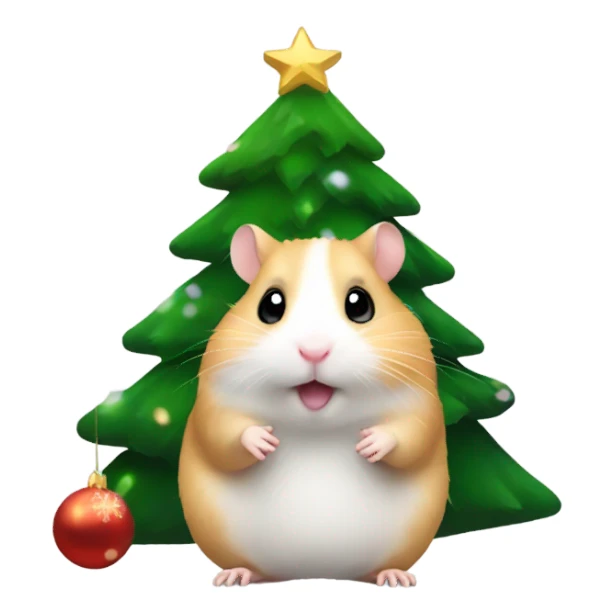 Hamster with Christmas tree  sticker